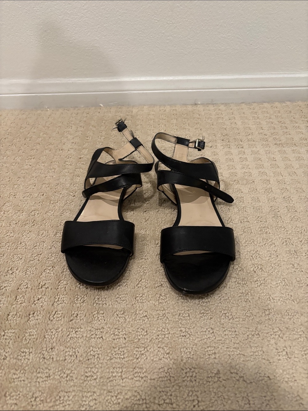 Cole Haan Black Strappy Ankle Buckle Sandals